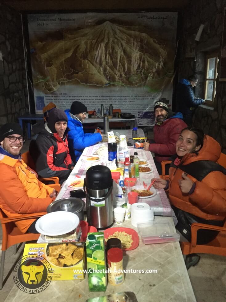 4-Having dinner in Bargah-e Sevom Hut, damavand south route