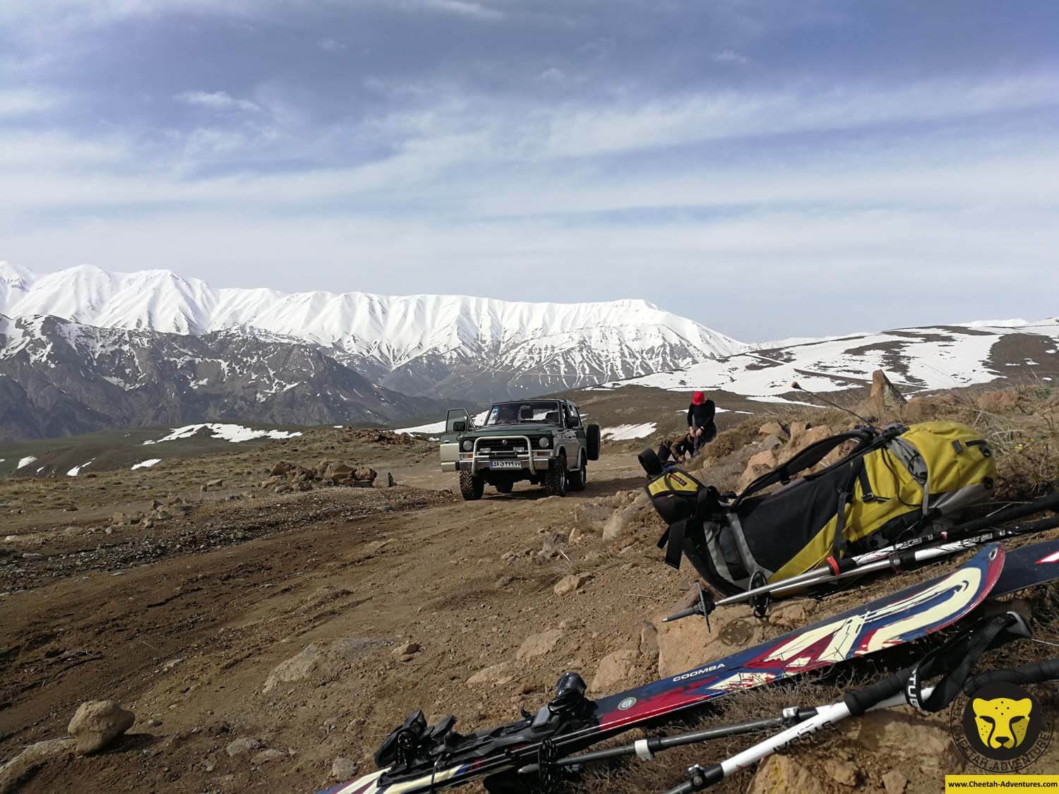 5-1 Transfer close to Goosfandsara (3100m), Doberar Range at the background, Damavand Ski Touring