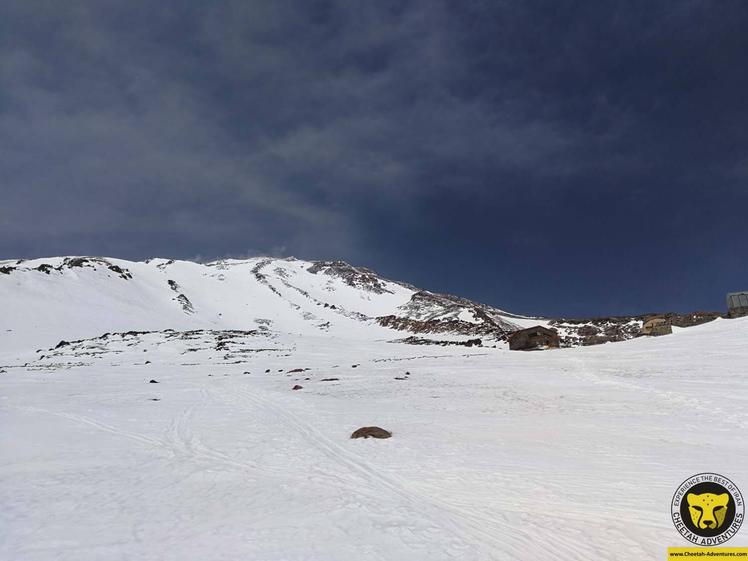 5-3 Arriving at Bargah-e Sevom Hut (4200m), Damavand Ski Touring