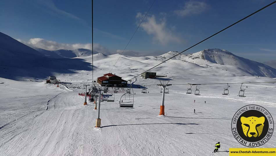 On the ski lifts, with a nice view of Tochal Hotel , Tochal Ski Resort